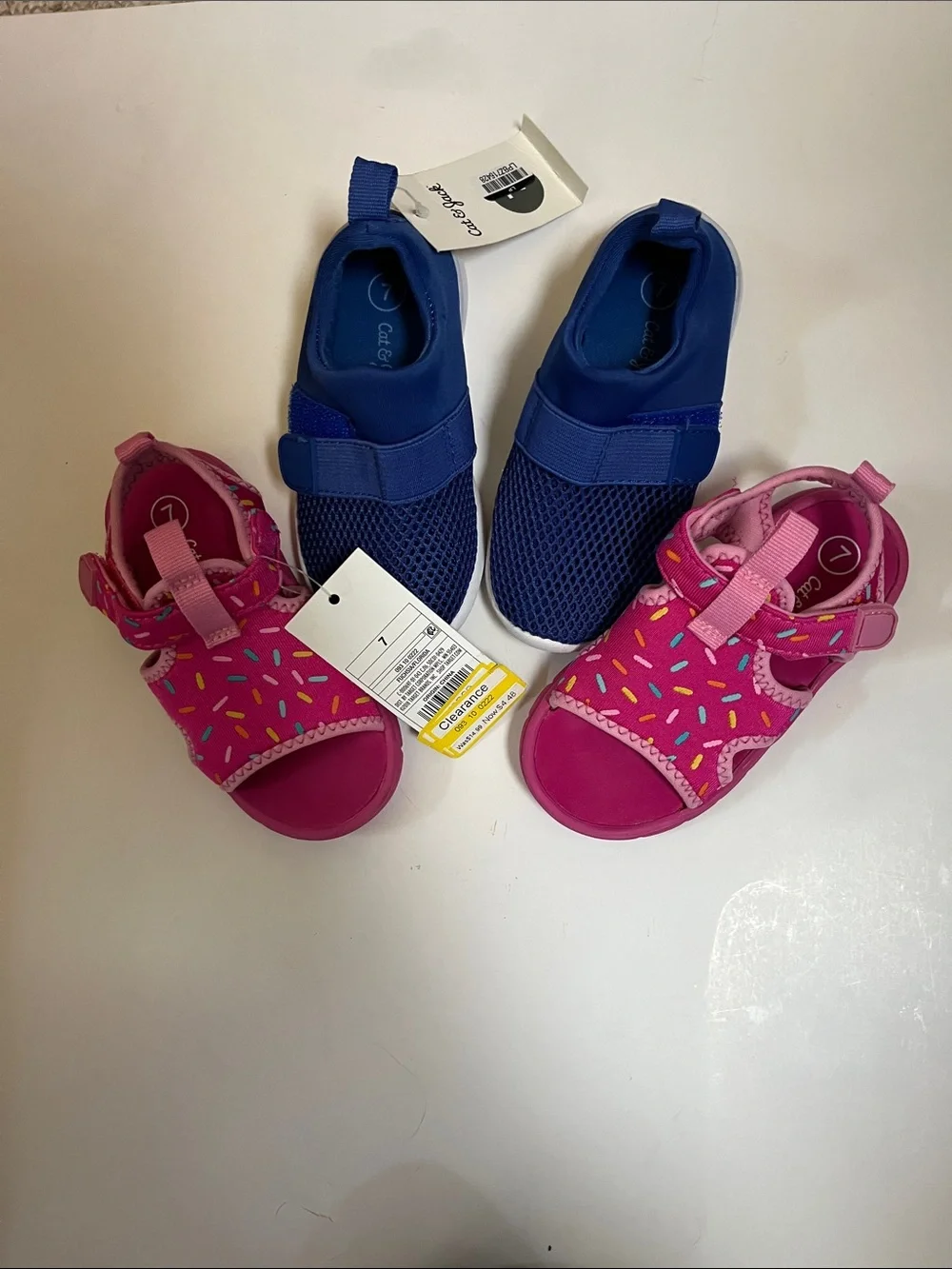 Cat & Jack Pink Sprinkle Girls' Adjustable Hook-and-Loop Sandals